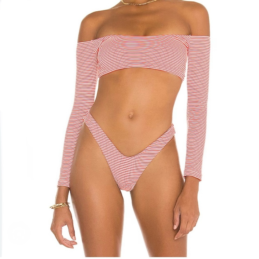Lovers and Friends Cropped Riva Top in Red and White Stripes Size Small